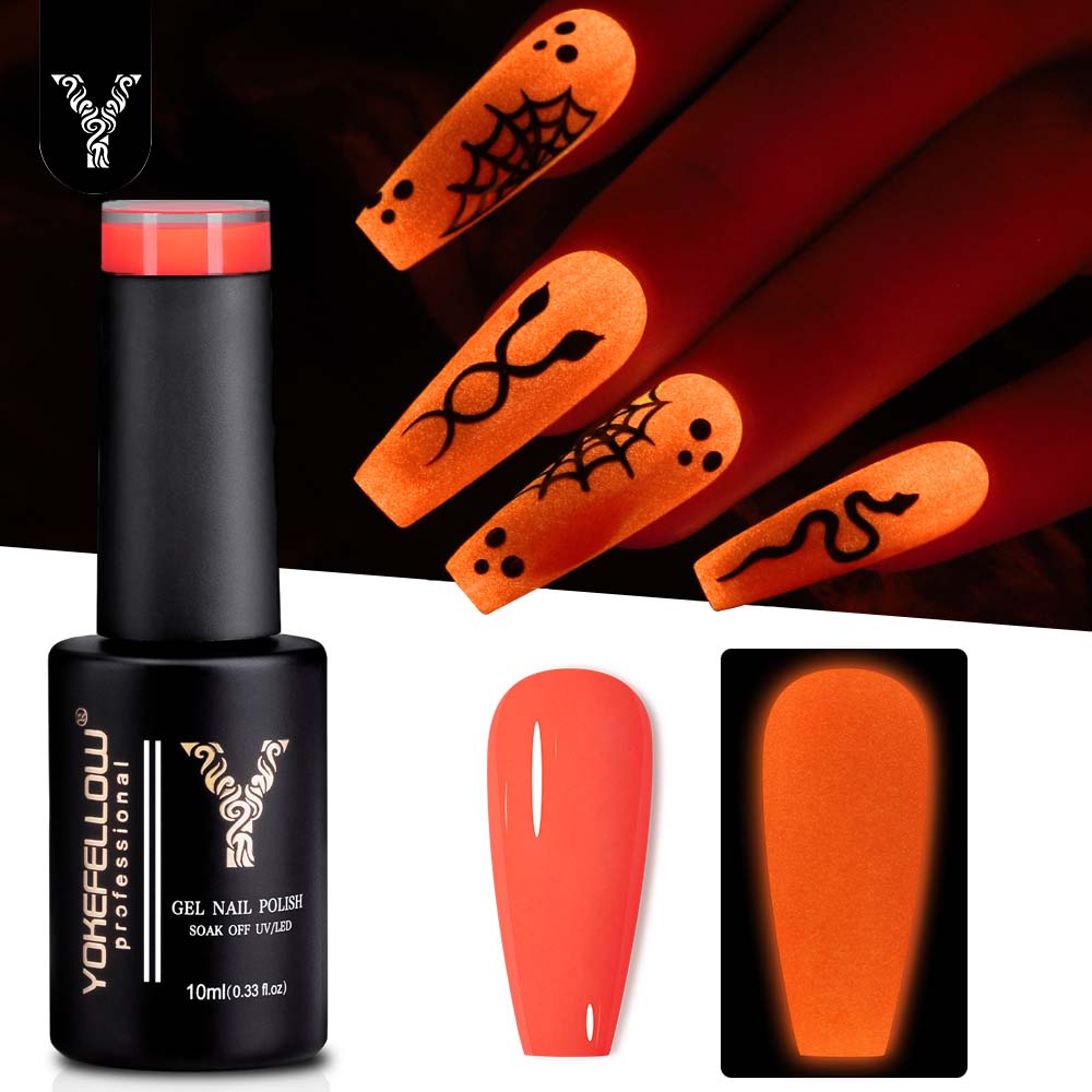 Nail Art Orange - YOKEFELLOW cat kuku Gel menyala dalam
