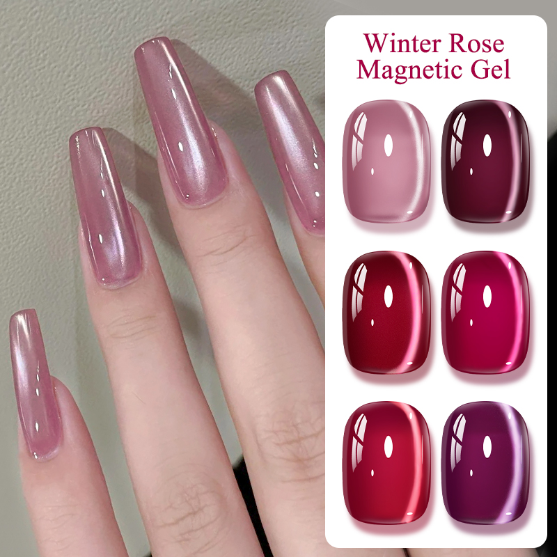 Nail Art Valentines Day - Cat kuku gel magnetik Pink Winter