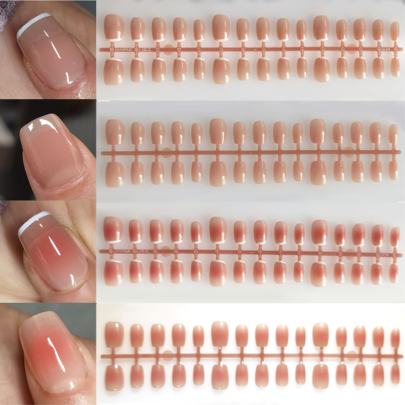 Nail Art Pink - Kuku palsu gradien perona pipi Prancis