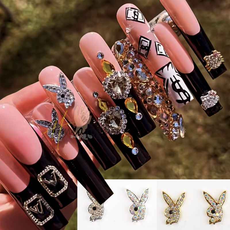 Nail Art Valentines Day - Hiasan Kuku Kepala Kelinci 3D Mewah,