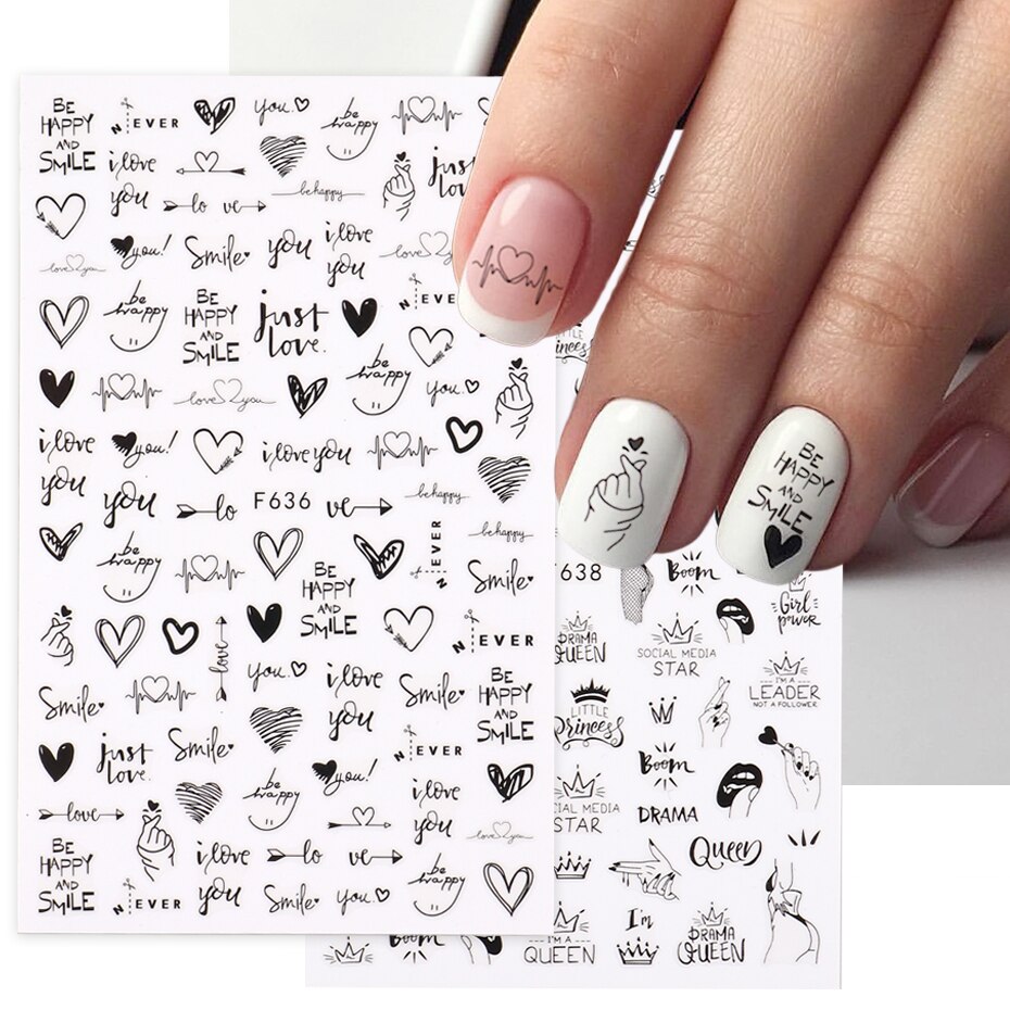 Nail Art Valentines Day - Stiker seni kuku 3D desain hati