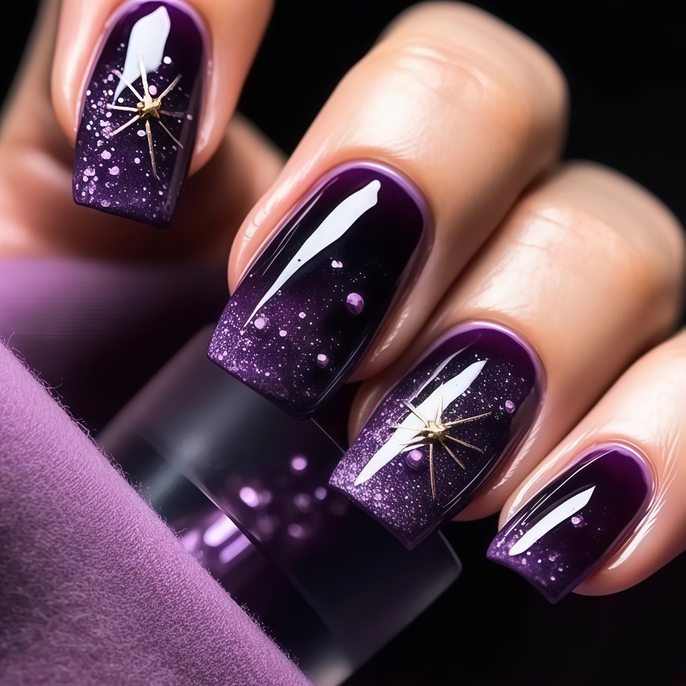 Nail Art Press On - Kuku palsu pendek sedang dengan gradasi