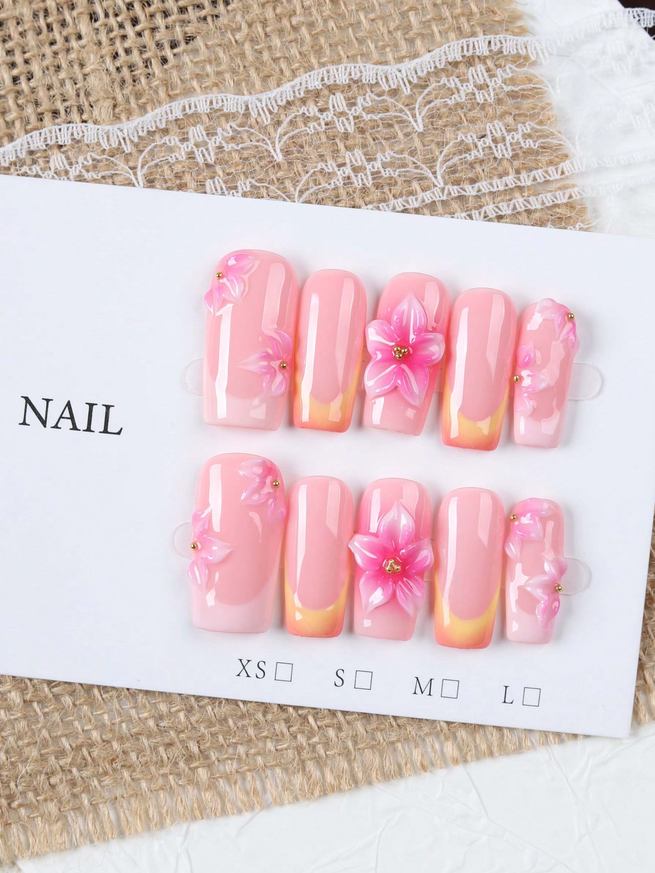 10 buah kuku palsu gaya Pranci - Nail Art Orange ulasan dan harga