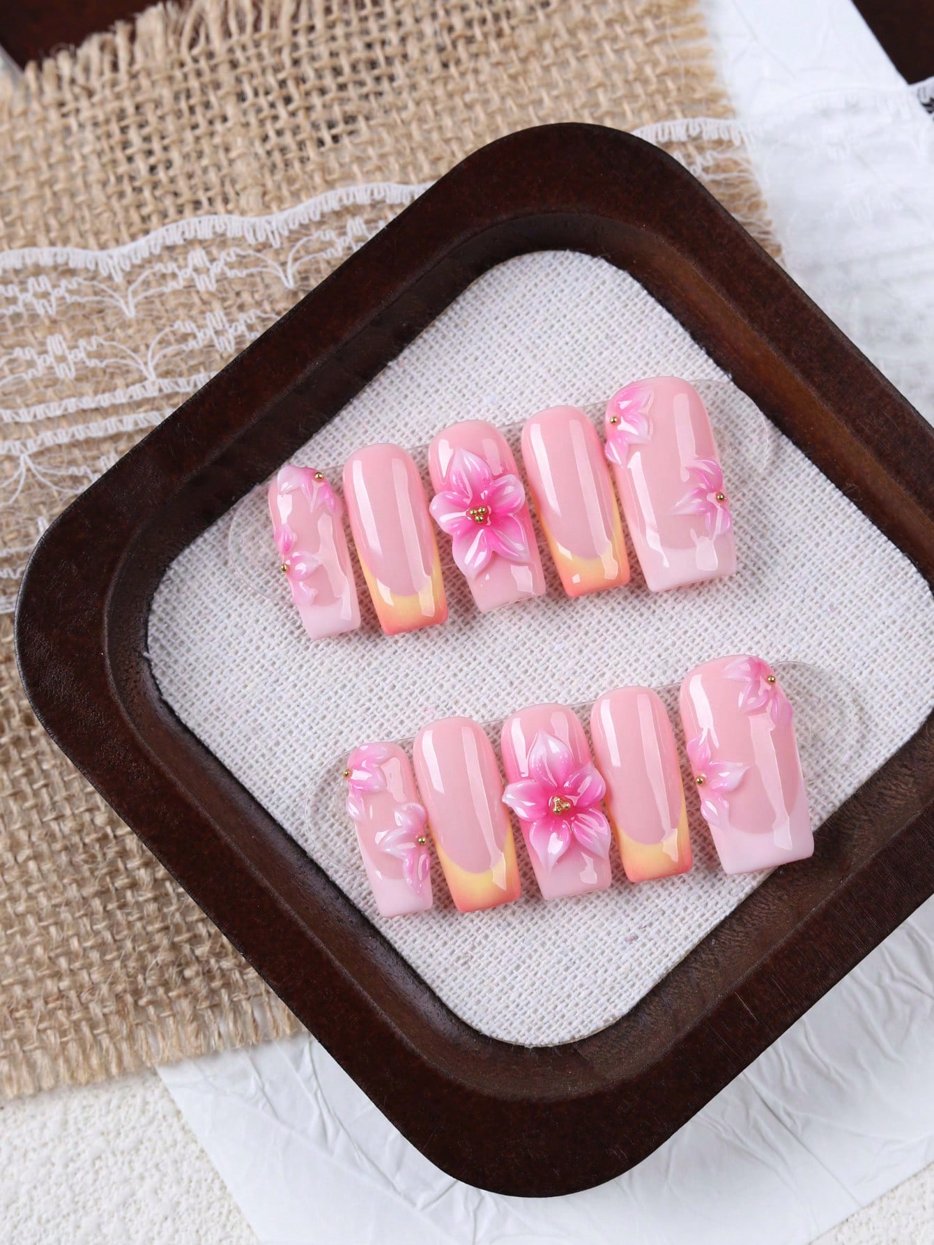 10 buah kuku palsu gaya Pranci - Nail Art Orange ulasan dan harga