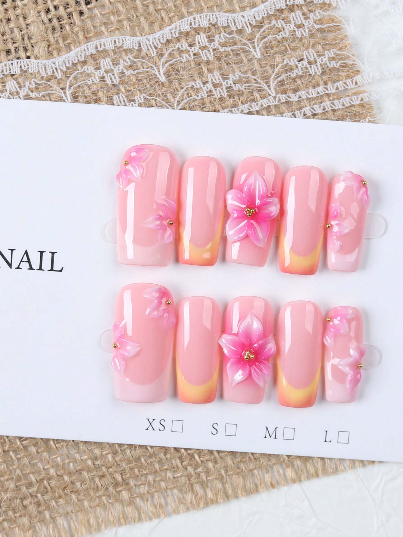 10 buah kuku palsu gaya Pranci - Nail Art Orange ulasan dan harga
