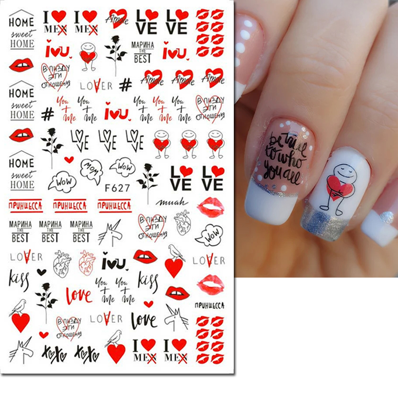 Stiker Kuku 3D Valentine Day L - Nail Art Valentines Day ulasan dan harga