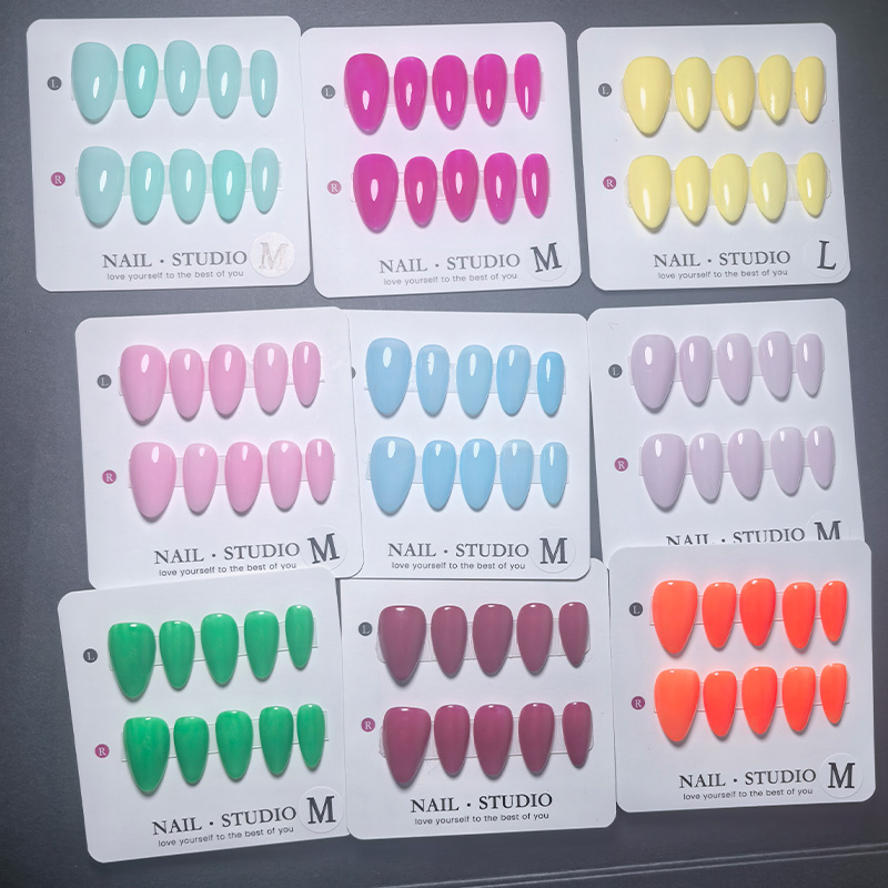 10pcs Kuku Palsu Almond Press- - Nail Art Orange ulasan dan harga