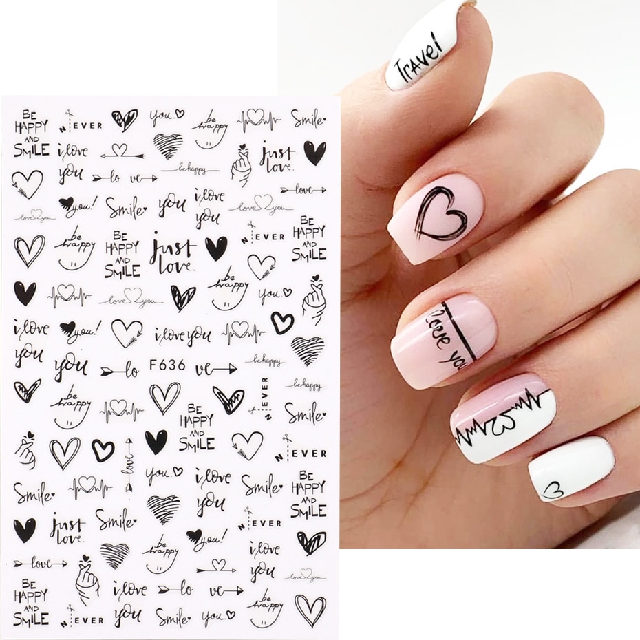 Stiker seni kuku 3D desain hat - Nail Art Valentines Day ulasan dan harga