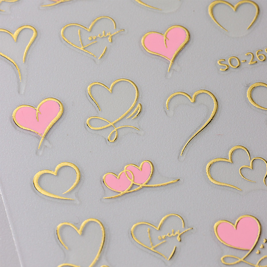 3 buah Y2K stiker hati garis g - Nail Art Valentines Day ulasan dan harga