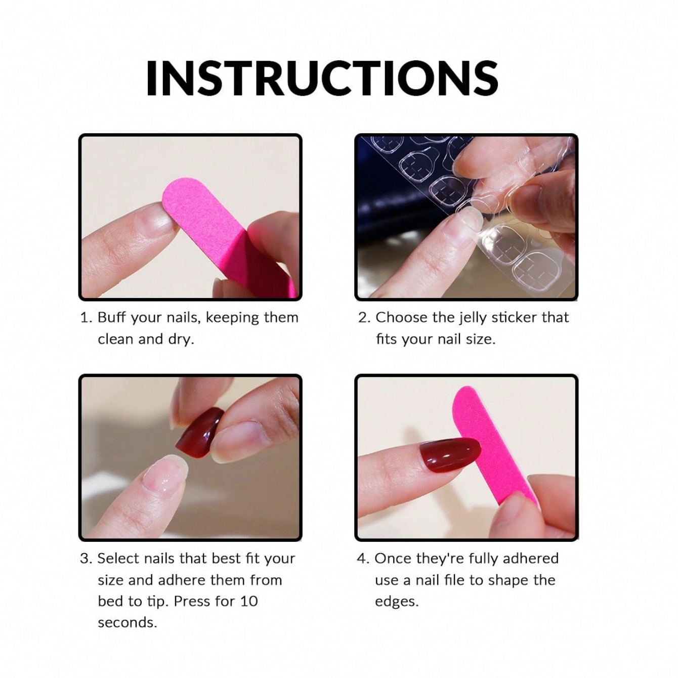 Kuku Palsu Almond 10Pcs, Pink  - Nail Art Pink ulasan dan harga
