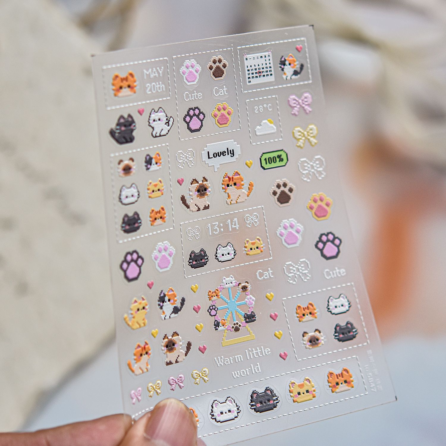 Stiker Kuku Kucing Kartun Pixe - Nail Art Orange ulasan dan harga